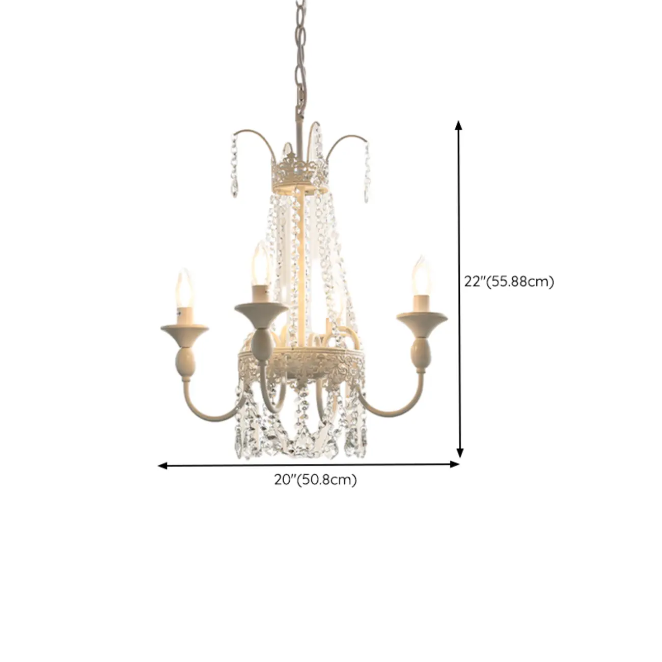 Elegant White Crystal Candelabra Chandelier With Shadeless  #size | homeyfad