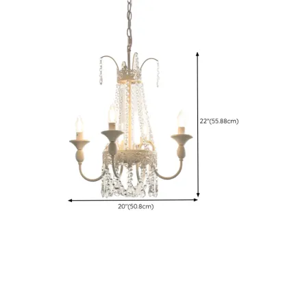 Elegant White Crystal Candelabra Chandelier With Shadeless  #size