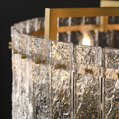 Luxury Crystal Round Chandelier with Glass Lampshade Image - 9