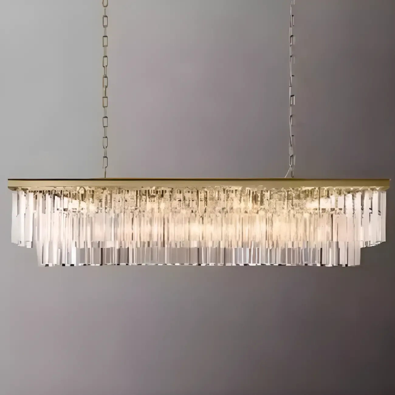 Modern Island Light 2 Tier Transparent Glass in Linear Shape Image - 11