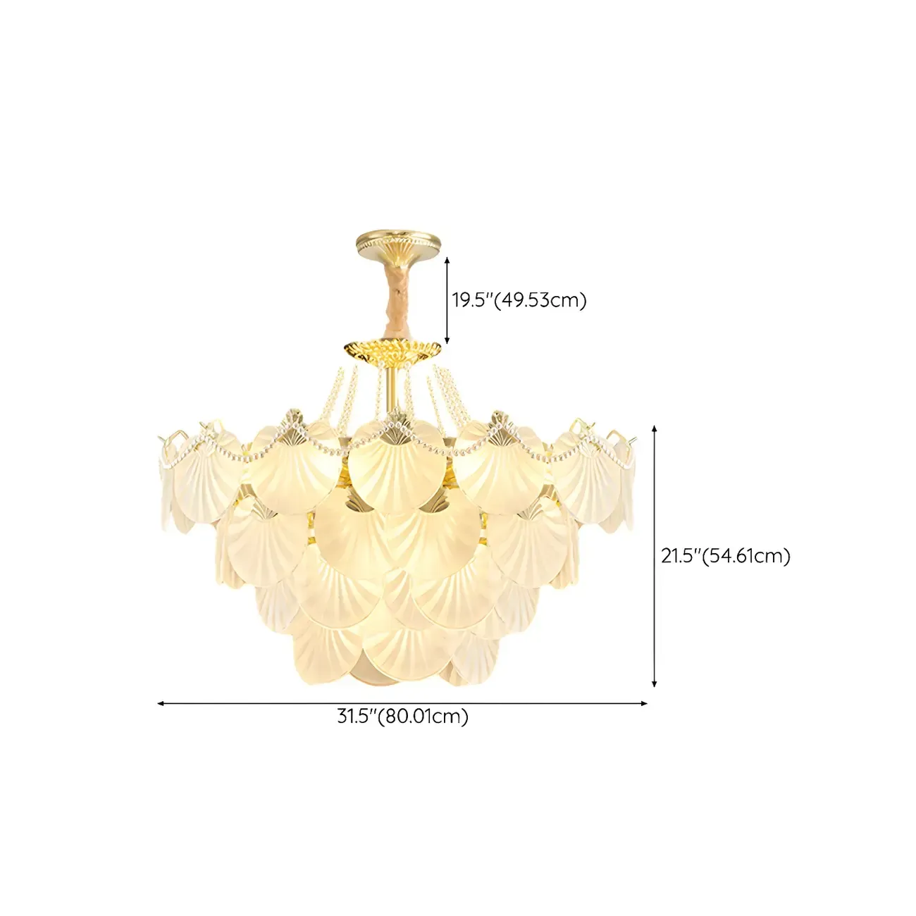 Luxury Modern Tiered Shell Chandelier with Frosted Glass Image - 13