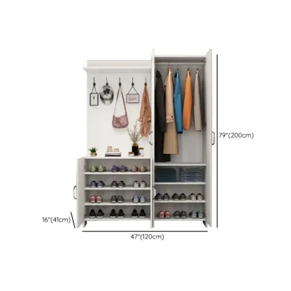 Modern White Hall Tree with Cabinets and Shelves Image - 25