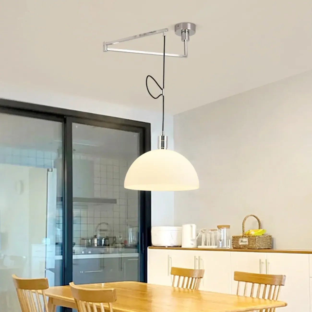 Minimalist Bowl Shape Hanging LED Pendant Light for Dining Room Image - 1
