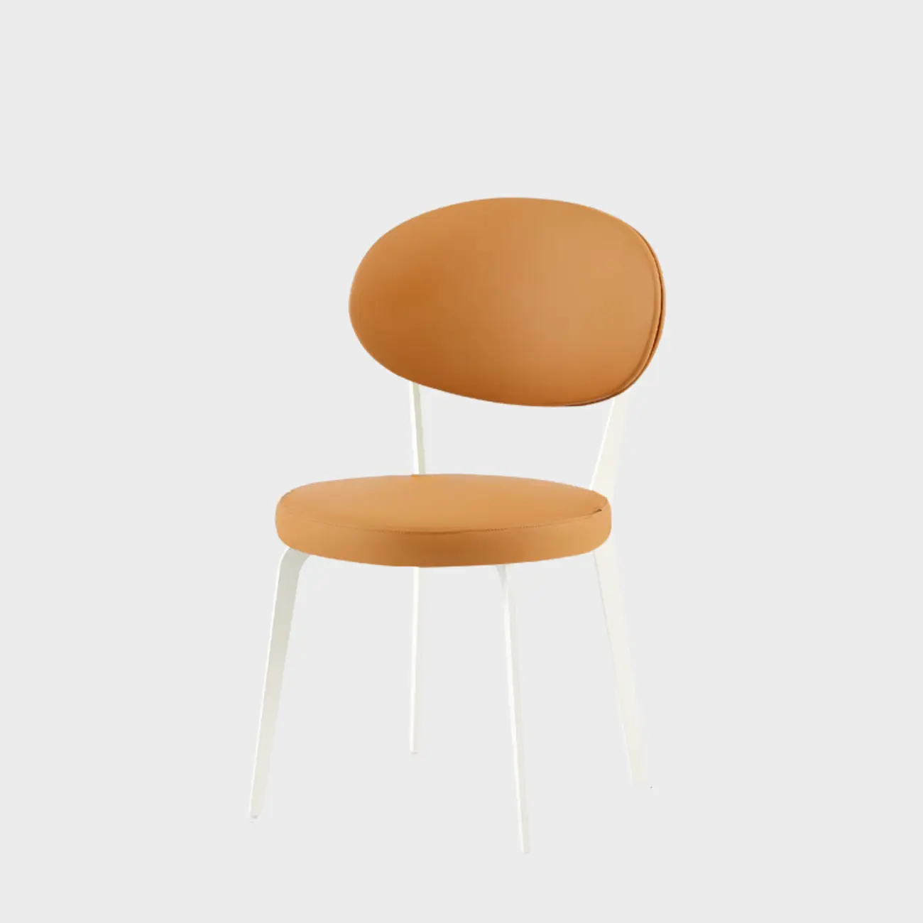 Minimalist Round Faux Leather Upholstered Metal Dining Chair Image - 8 | homeyfad
