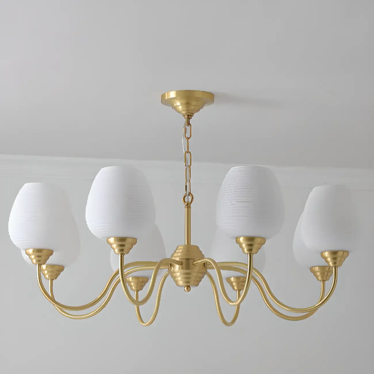 8-light Vintage Gold Brass Chandelier Adjustable Hanging Length Image - 8