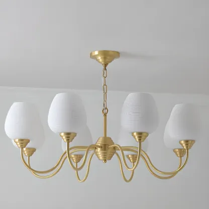 8-light Vintage Gold Brass Chandelier Adjustable Hanging Length Image - 8