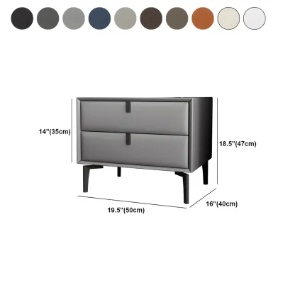 Modern Black Leather Bedside Table with Drawers #size