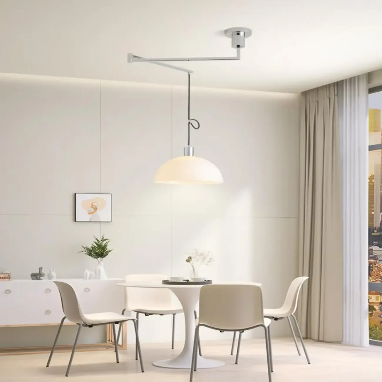 Minimalist Bowl Shape Hanging LED Pendant Light for Dining Room Image - 2