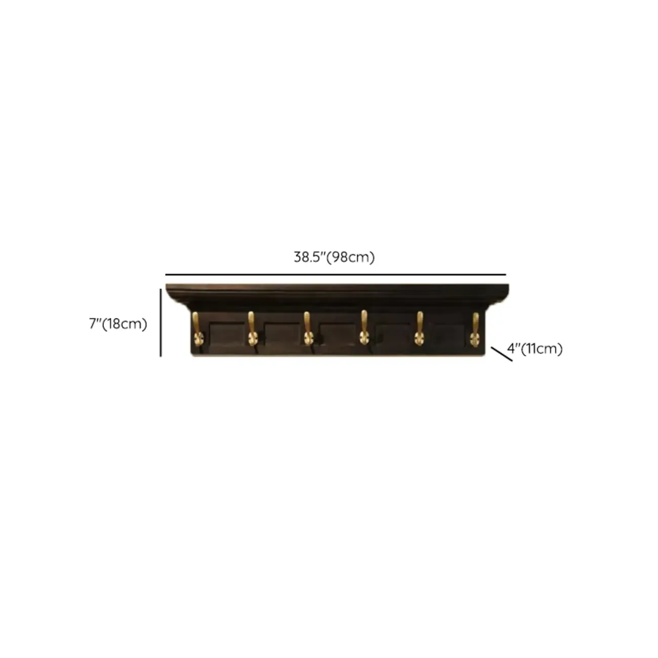 Mid-Century Black Wall-Mounted Coat Rack with Hooks Image - 9