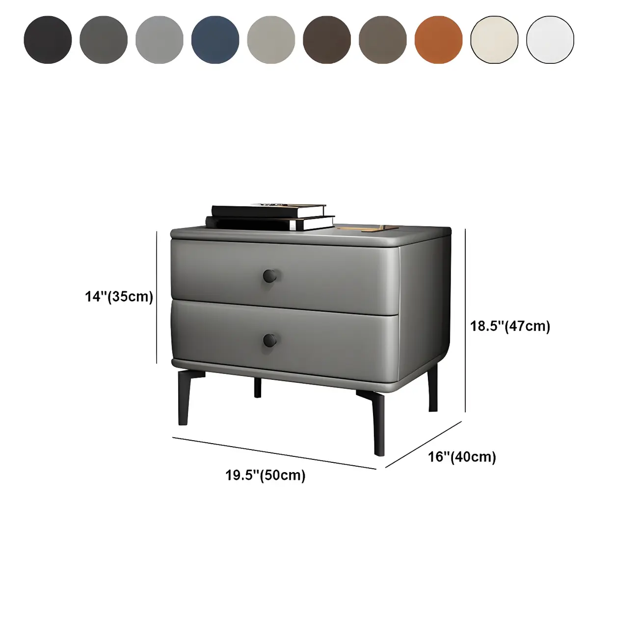 Modern Black Leather Bedside Table with Drawers Image - 27 | homeyfad