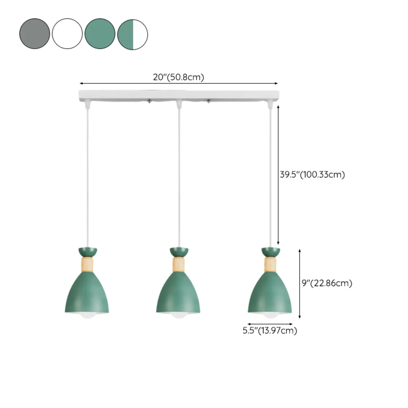 Modern Metal Island Light with 3 Cone Shades with Multi Color #size | homeyfad