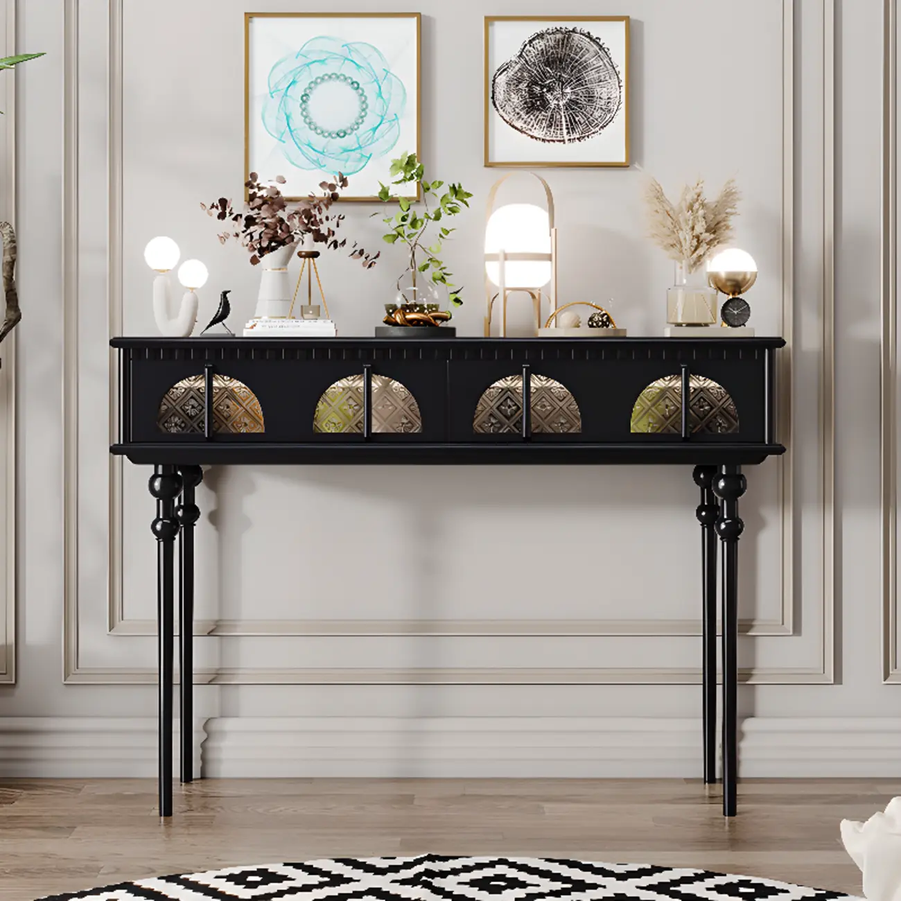 Rectangular Wooden Console Table with Drawers  Image - 6 | homeyfad
