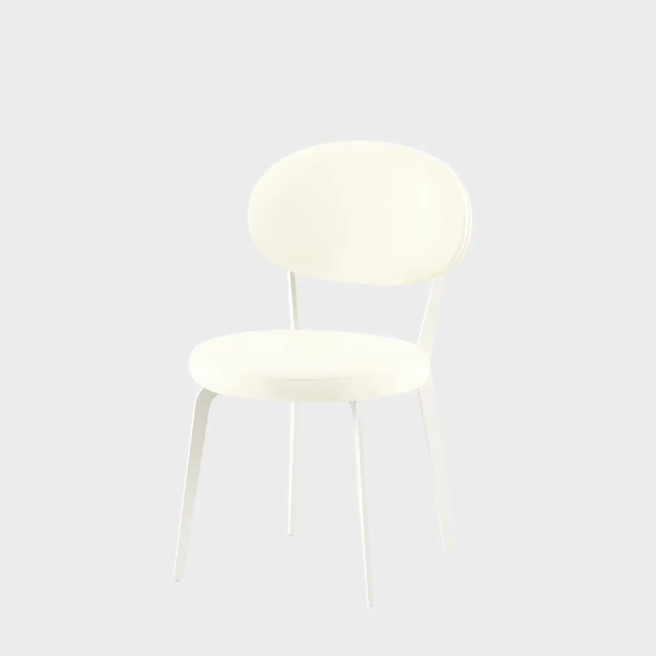 Minimalist Round Faux Leather Upholstered Metal Dining Chair Image - 10 | homeyfad