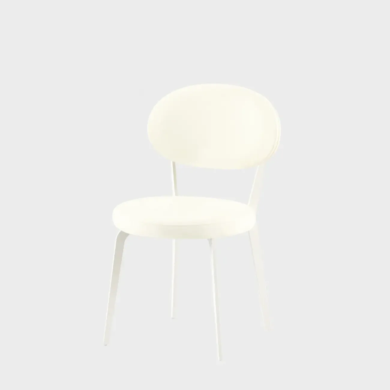 Minimalist Round Faux Leather Upholstered Metal Dining Chair Image - 10