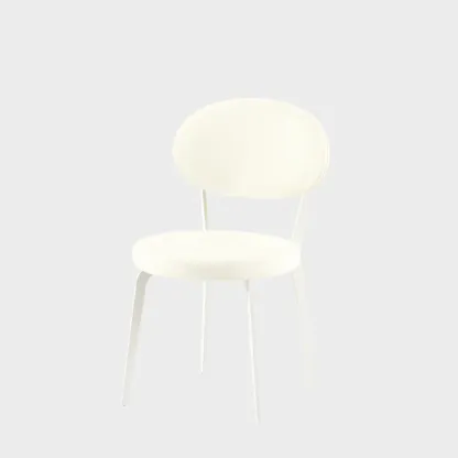 Minimalist Round Faux Leather Upholstered Metal Dining Chair Image - 10