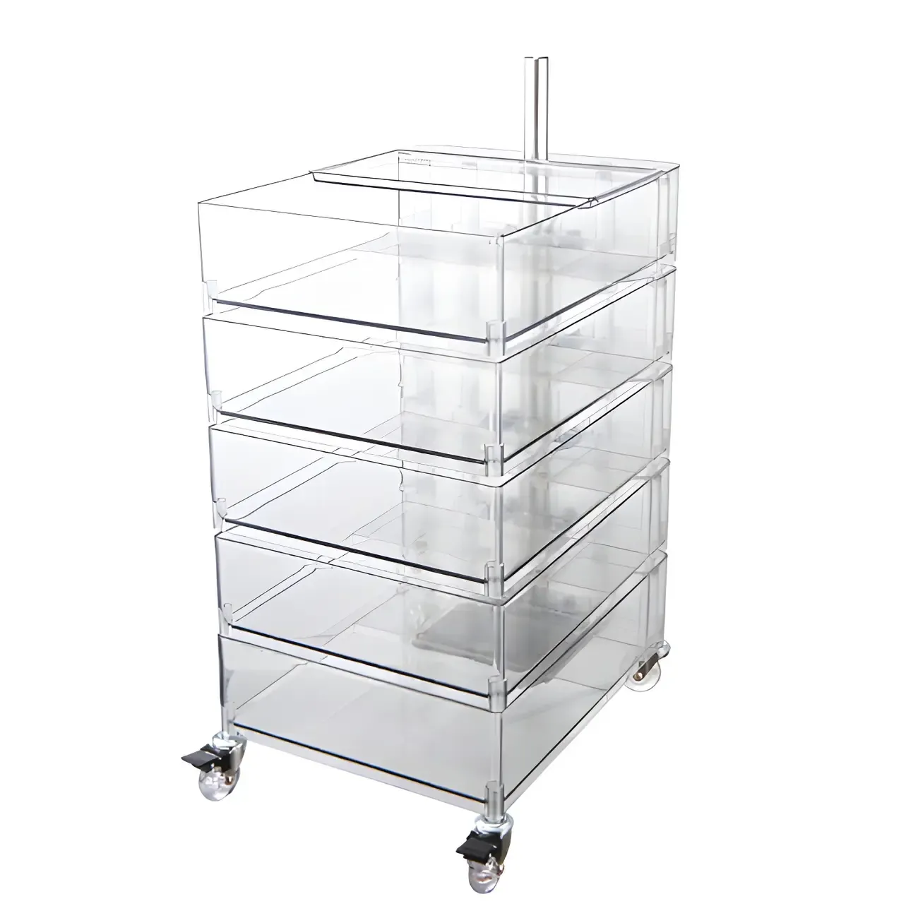 Vibrant Yellow Transparent Nightstand with Drawers and Wheels Image - 19