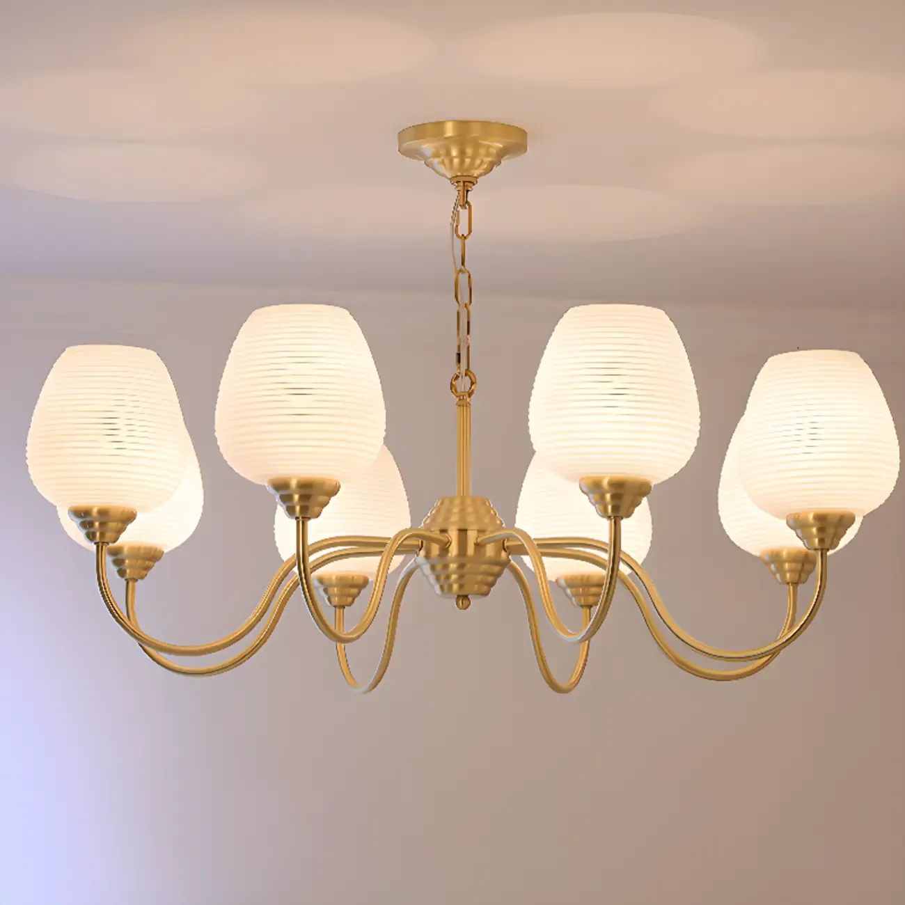 8-light Vintage Gold Brass Chandelier Adjustable Hanging Length Image - 10