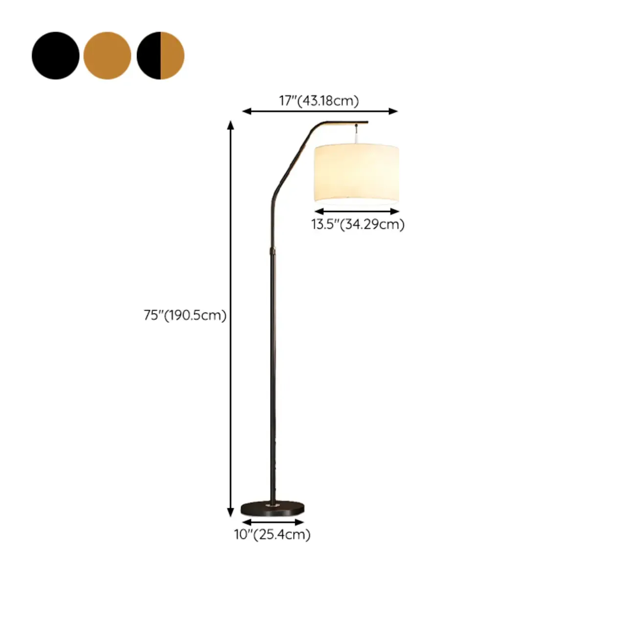 Adjustable Arc Floor Lamp with Fabric Shade for Living Room #size
