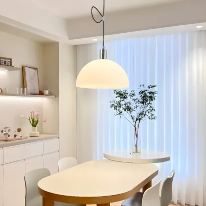 Minimalist Bowl Shape Hanging LED Pendant Light for Dining Room Image - 4
