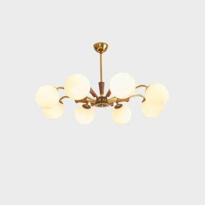 Modern White Glass Ball Chandelier with Adjustable Length  Image - 5