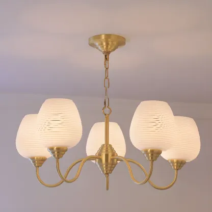 8-light Vintage Gold Brass Chandelier Adjustable Hanging Length Image - 11