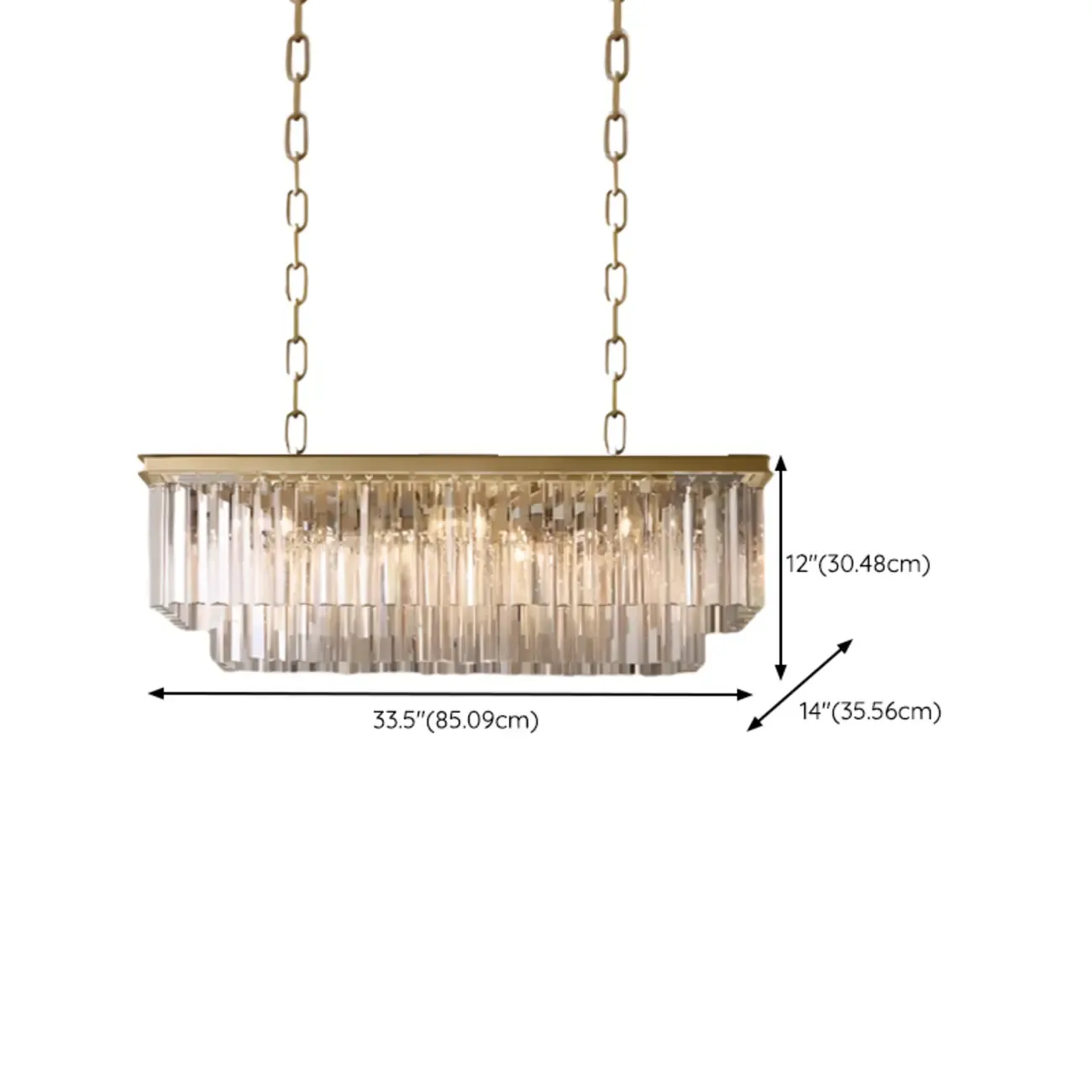 Modern Island Light 2 Tier Transparent Glass in Linear Shape Image - 15
