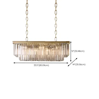 Modern Island Light 2 Tier Transparent Glass in Linear Shape Image - 15