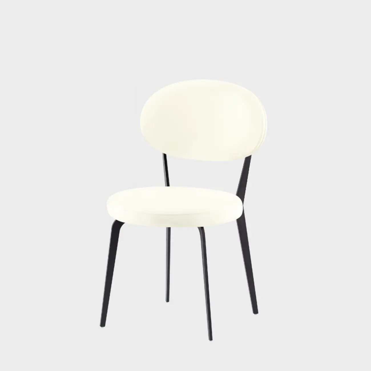 Minimalist Round Faux Leather Upholstered Metal Dining Chair Image - 12 | homeyfad