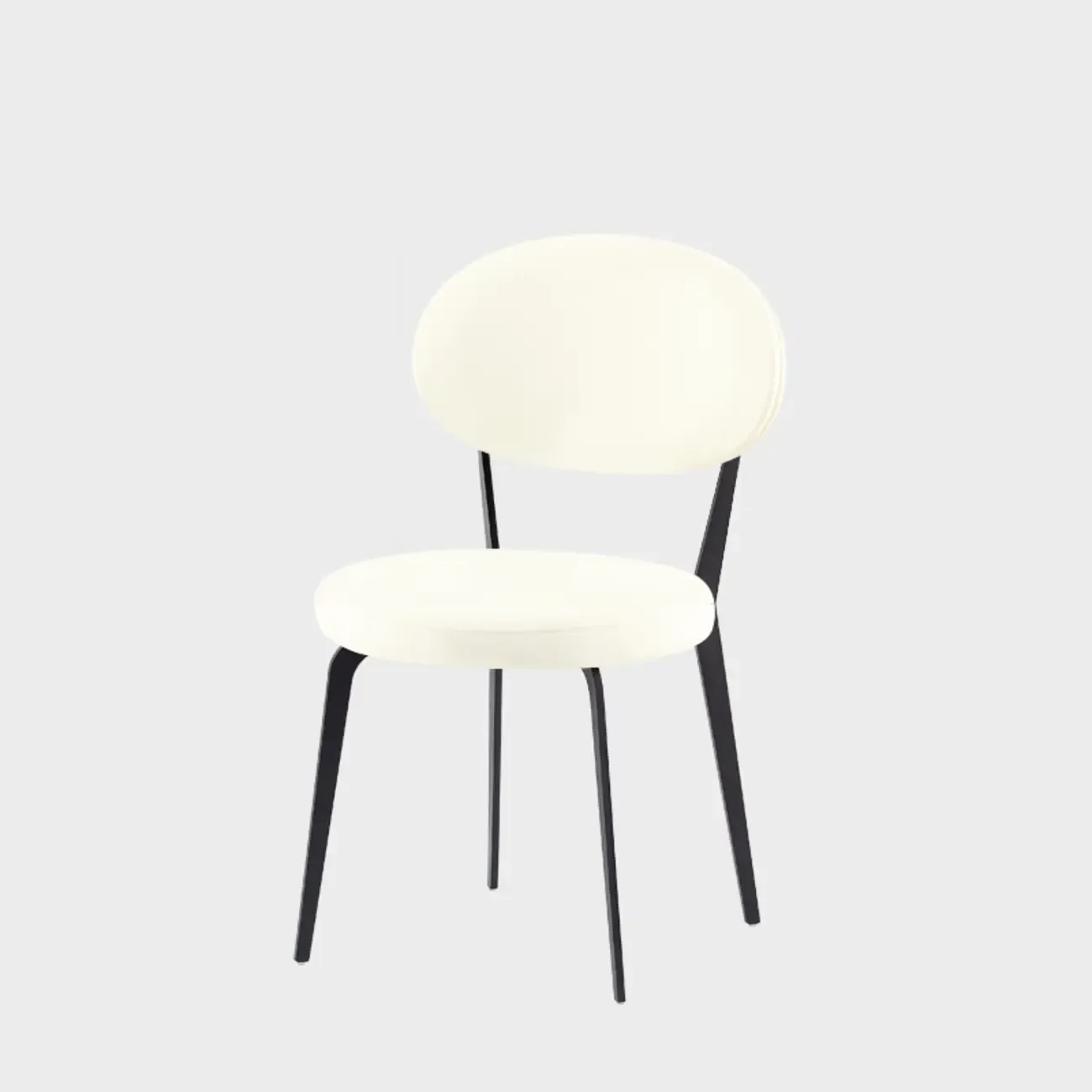 Minimalist Round Faux Leather Upholstered Metal Dining Chair Image - 12