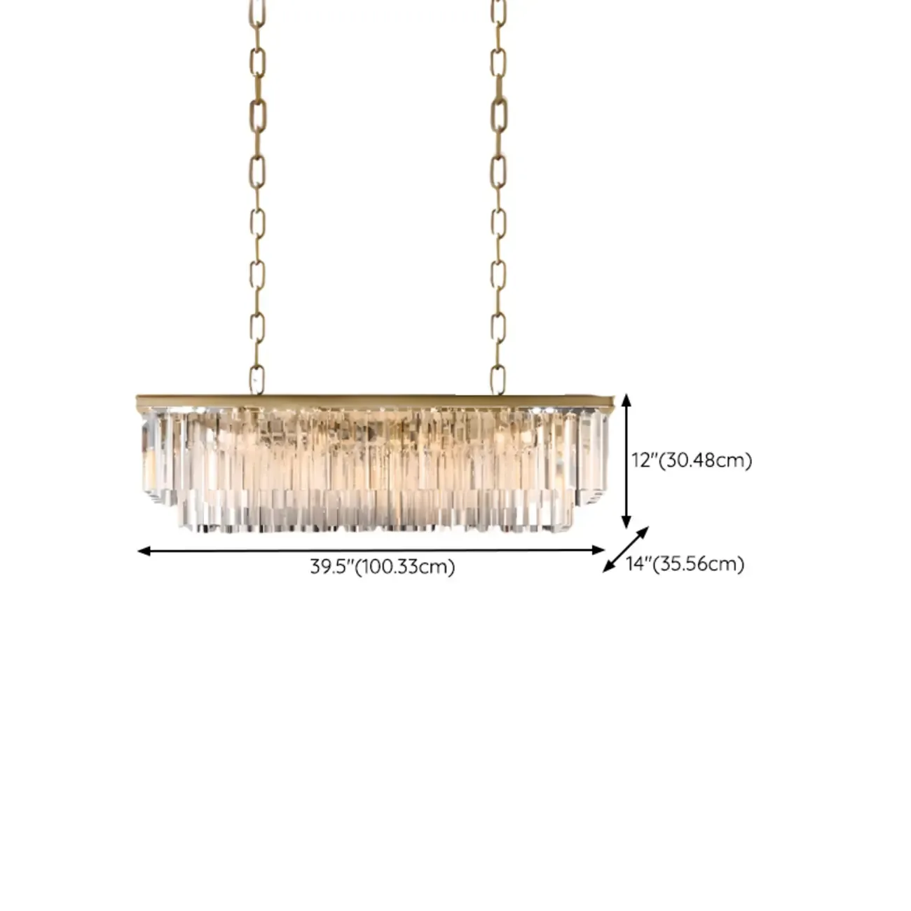 Modern Island Light 2 Tier Transparent Glass in Linear Shape Image - 16