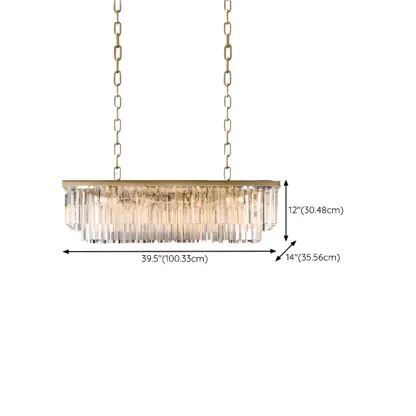 Modern Island Light 2 Tier Transparent Glass in Linear Shape Image - 16