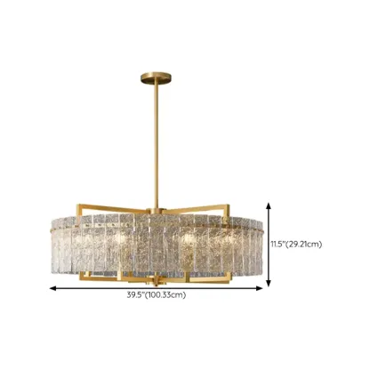 Luxury Crystal Round Chandelier with Glass Lampshade Image - 15