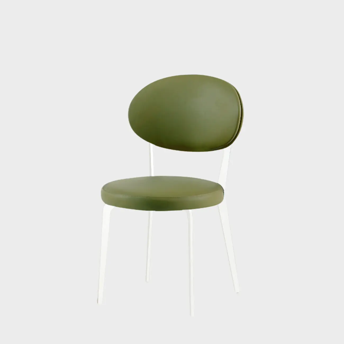 Minimalist Round Faux Leather Upholstered Metal Dining Chair Image - 13 | homeyfad