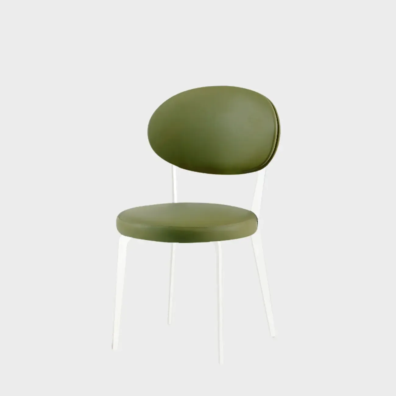 Minimalist Round Faux Leather Upholstered Metal Dining Chair Image - 13
