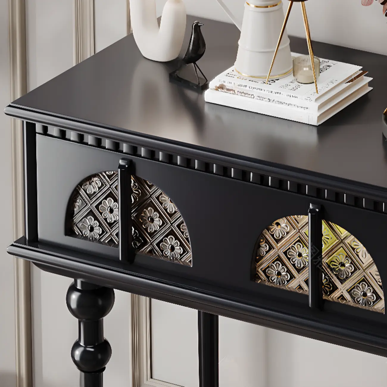 Rectangular Wooden Console Table with Drawers  Image - 9 | homeyfad