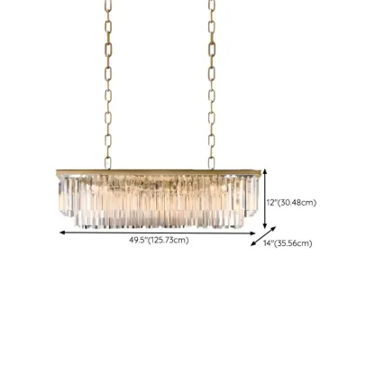 Modern Island Light 2 Tier Transparent Glass in Linear Shape Image - 17