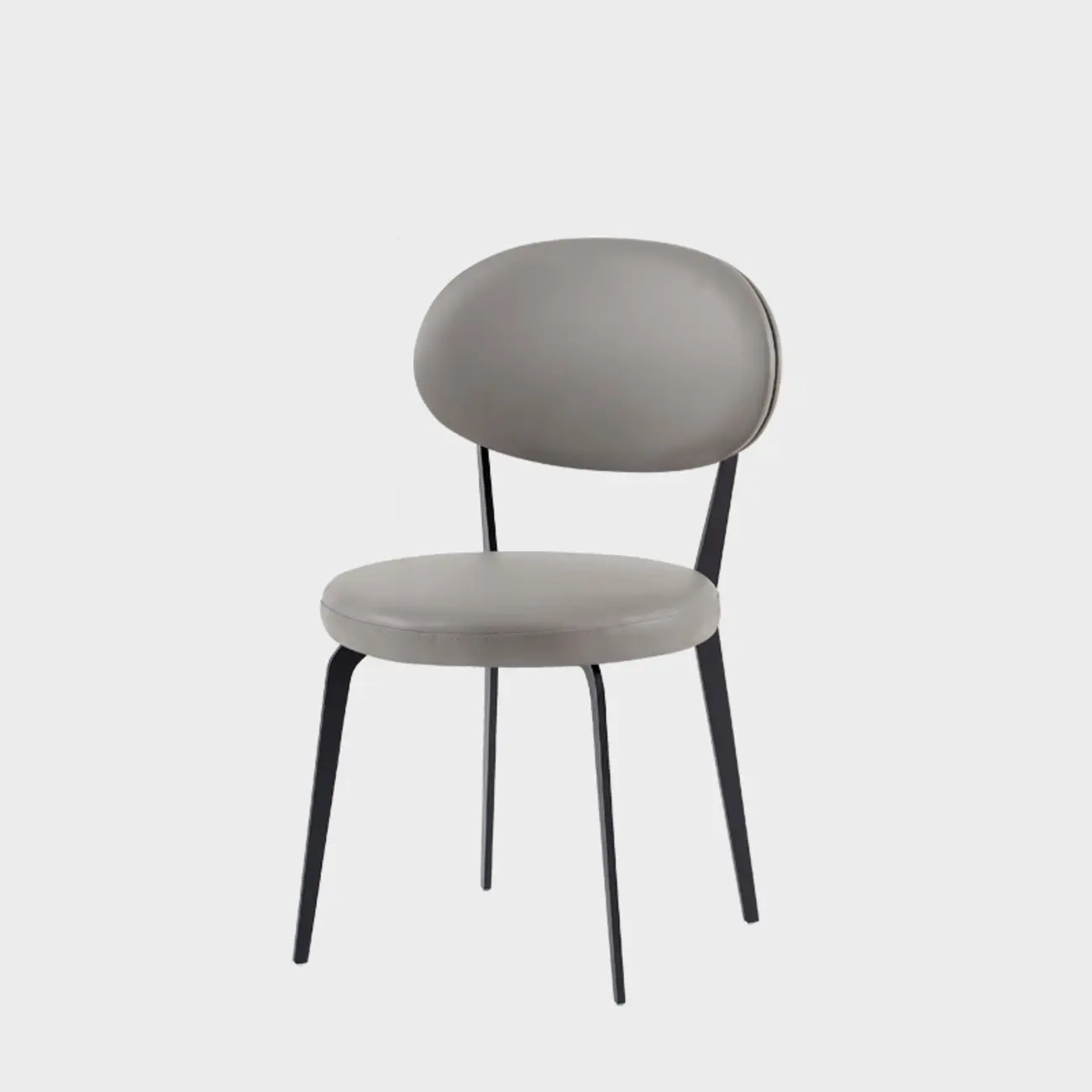 Minimalist Round Faux Leather Upholstered Metal Dining Chair Image - 14 | homeyfad