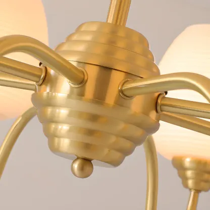 8-light Vintage Gold Brass Chandelier Adjustable Hanging Length Image - 14