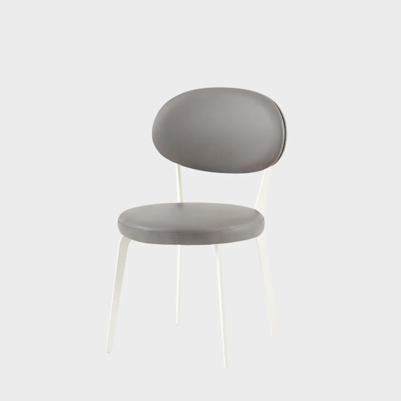 Minimalist Round Faux Leather Upholstered Metal Dining Chair Image - 15 | homeyfad