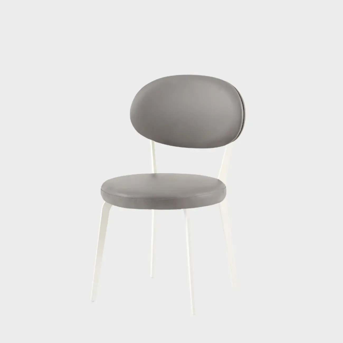 Minimalist Round Faux Leather Upholstered Metal Dining Chair Image - 15