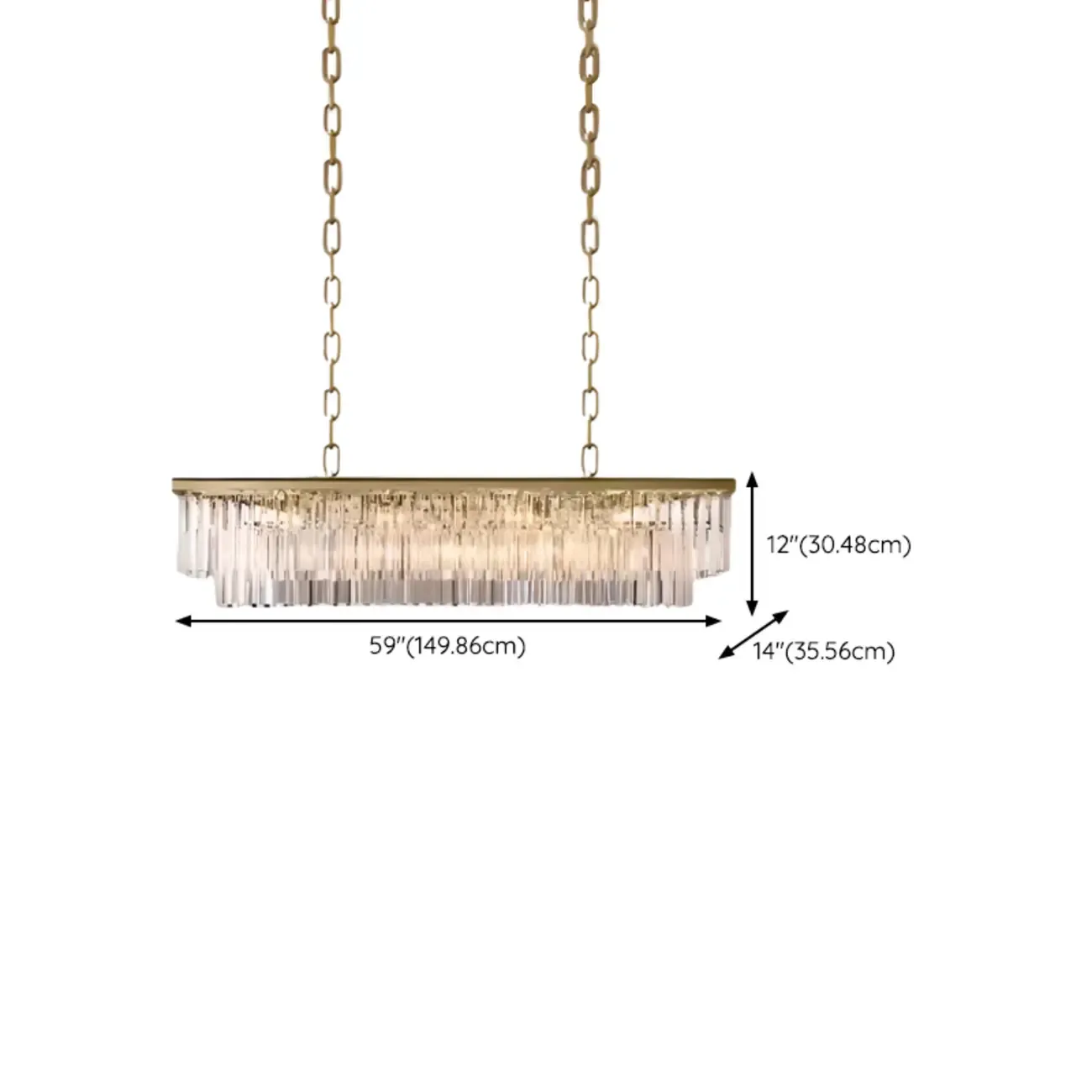 Modern Island Light 2 Tier Transparent Glass in Linear Shape Image - 18