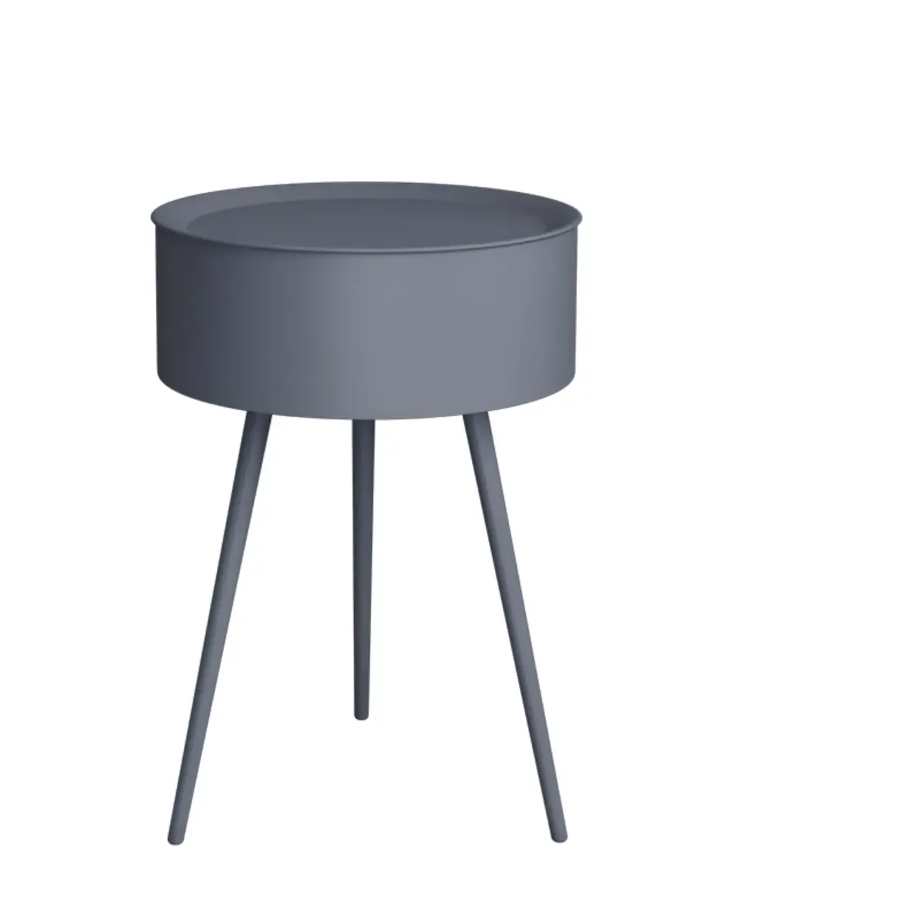 Scandinavian Round Metal Bedside Table with High Legs Image - 2
