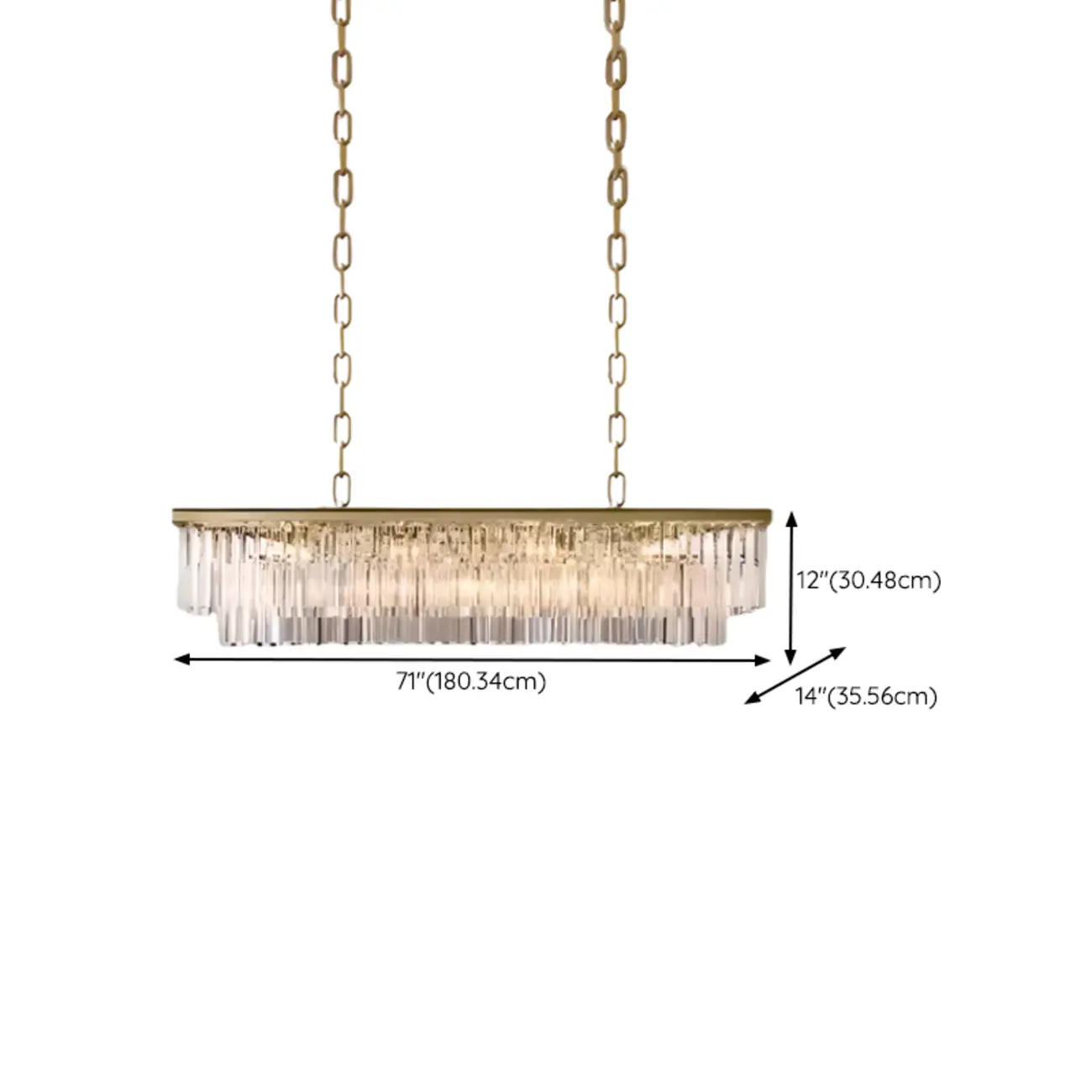 Modern Island Light 2 Tier Transparent Glass in Linear Shape Image - 19 | homeyfad