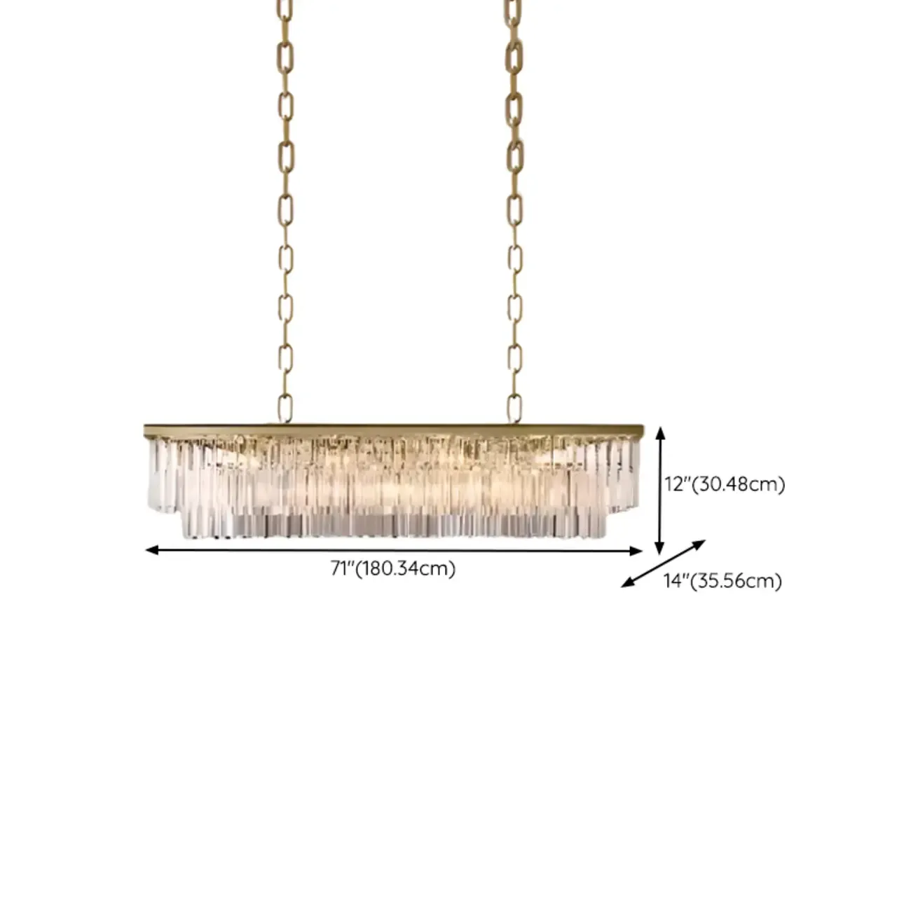 Modern Island Light 2 Tier Transparent Glass in Linear Shape Image - 19