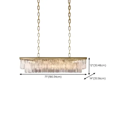 Modern Island Light 2 Tier Transparent Glass in Linear Shape Image - 19
