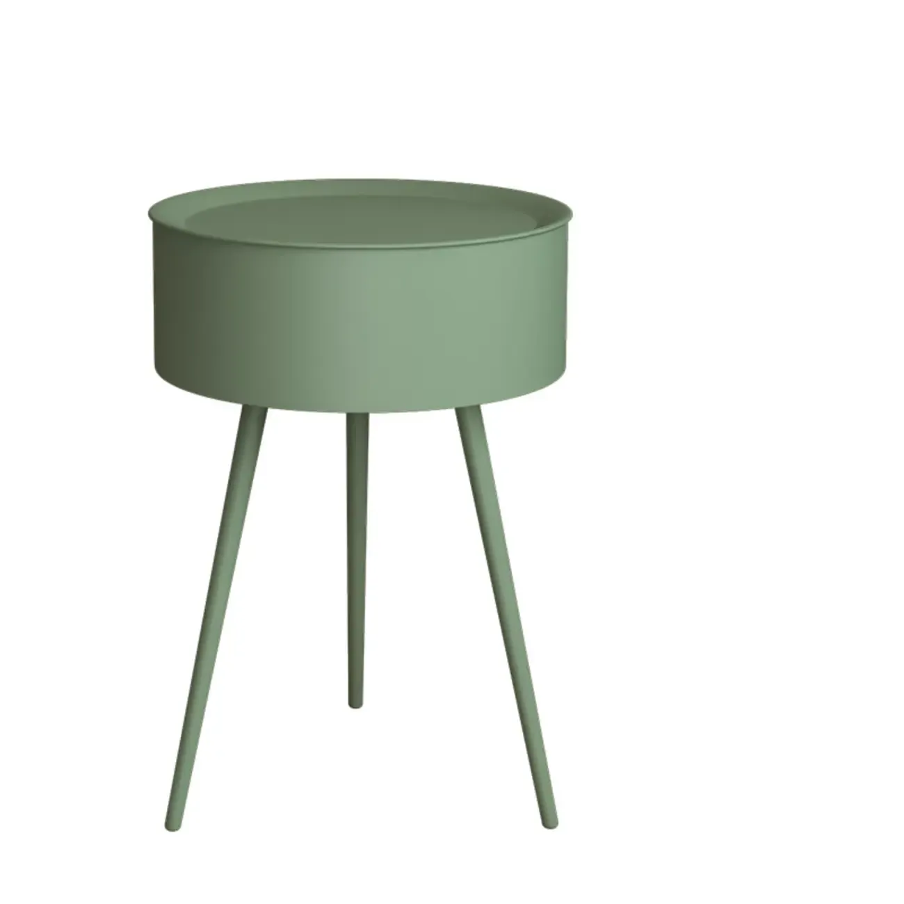 Scandinavian Round Metal Bedside Table with High Legs Image - 3