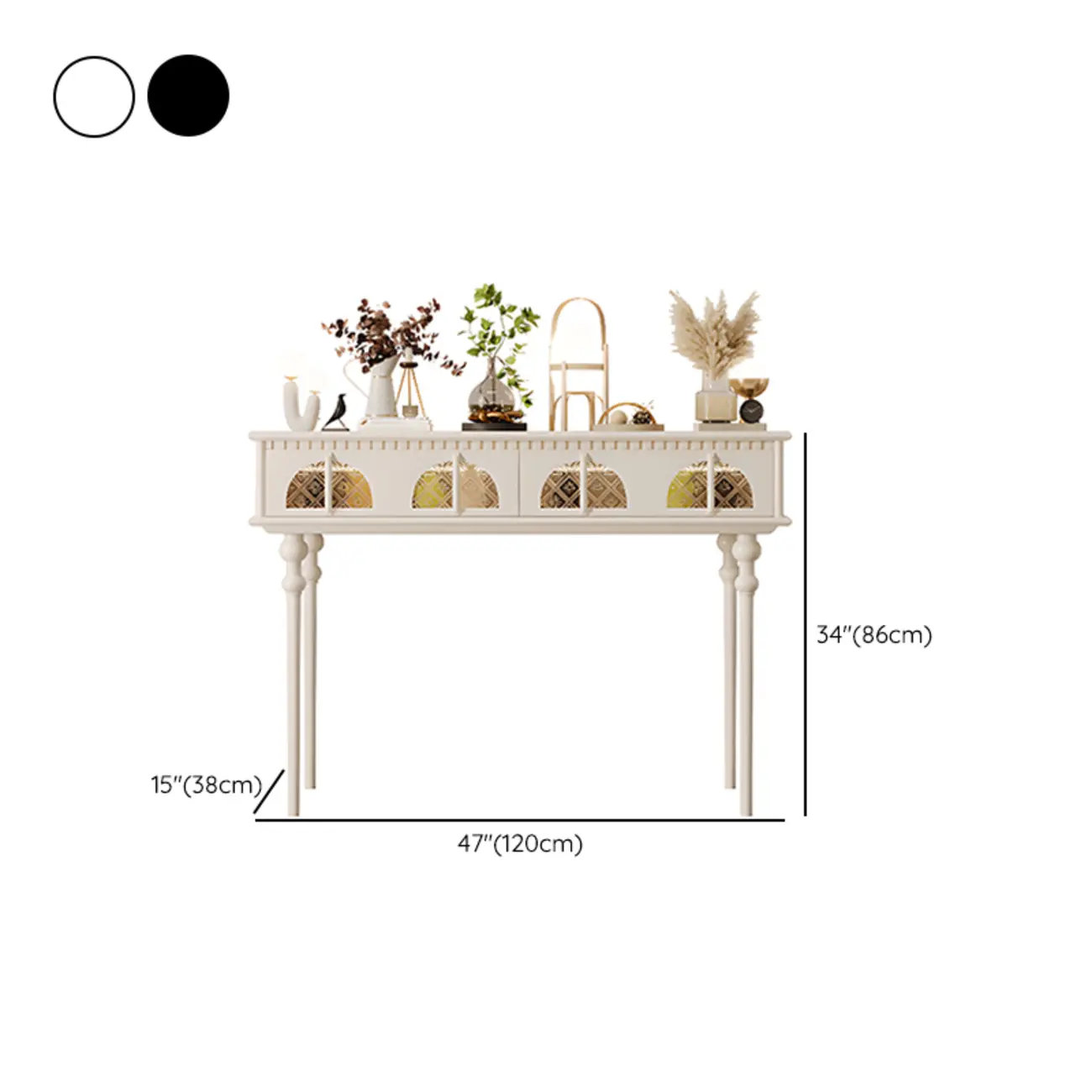 Rectangular Wooden Console Table with Drawers  #size