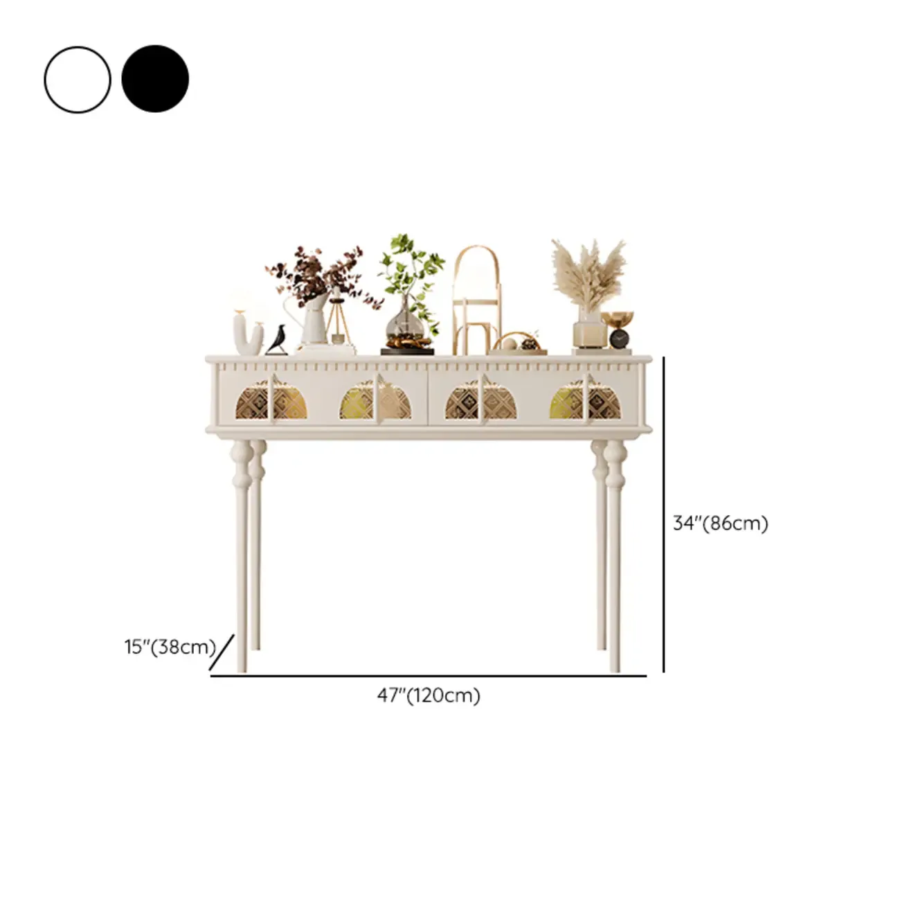 Rectangular Wooden Console Table with Drawers  #size
