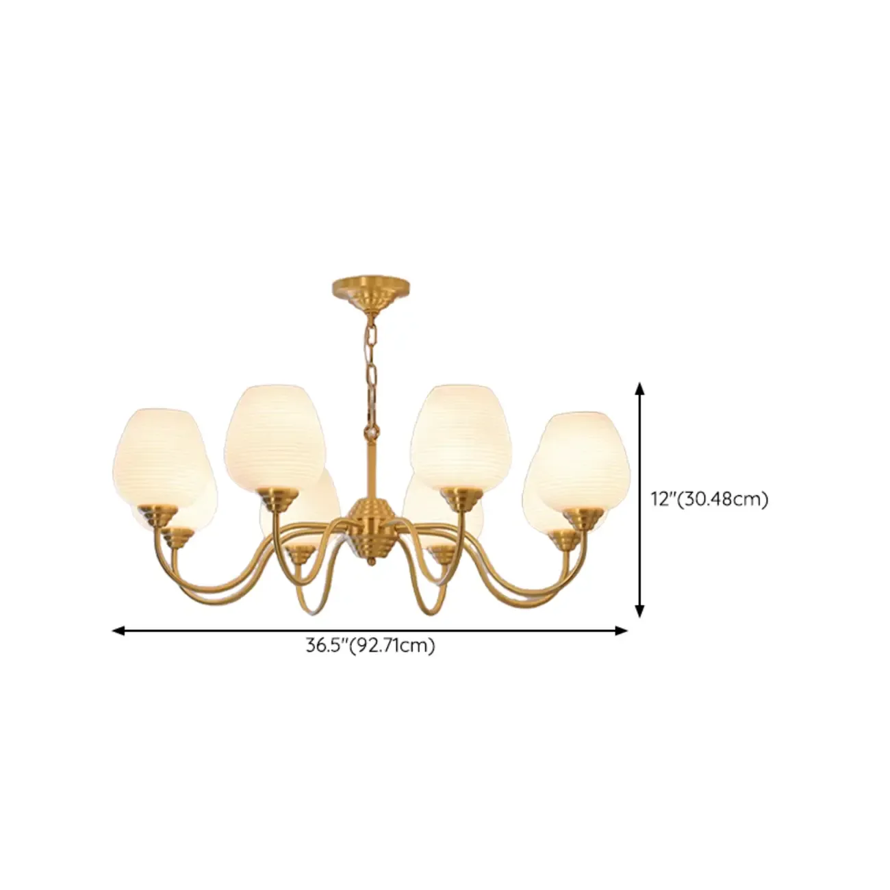 8-light Vintage Gold Brass Chandelier Adjustable Hanging Length Image - 17