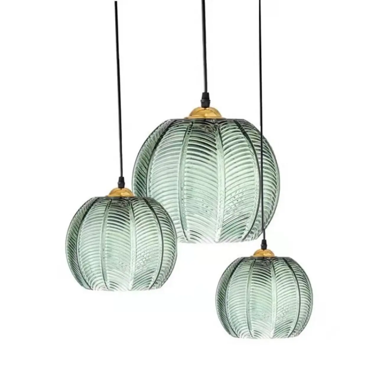 Modern Green Glass Leaf-Inspired Globe Pendant Light Image - 5 | homeyfad